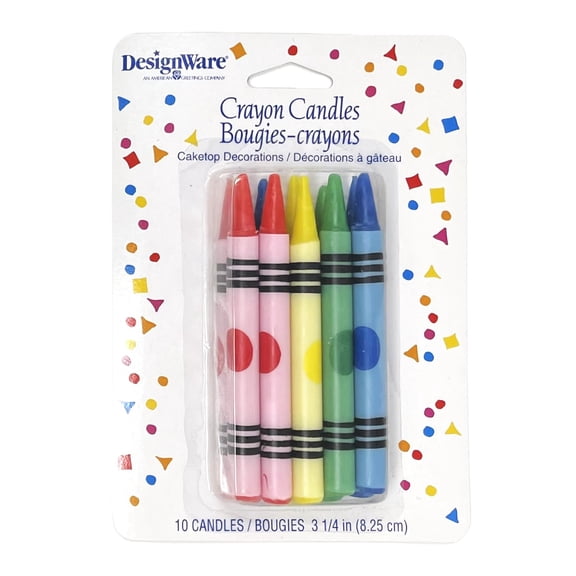 Colorful Crayon Birthday Cake Candles - 10 Count