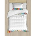thumbnail image 1 of Crayon Duvet Cover Set Twin Size, Top and Bottom Symmetric Straight Border Children's Painting Crafts Simple Photo, Decorative 2 Piece Bedding Set with 1 Pillow Sham, Multicolor, by Ambesonne, 1 of 3