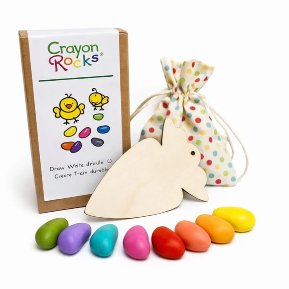 Crayon Rocks Easter Gift Box 8 Color Soy Wax Crayons Wooden Carrot Cutout Non-Toxic Made in USA