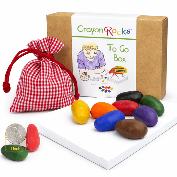 Crayon Rocks To Go Box 8 Color Soy Wax Crayons with 100 Page Art Pad Travel Kit, Non-Toxic, Made in USA