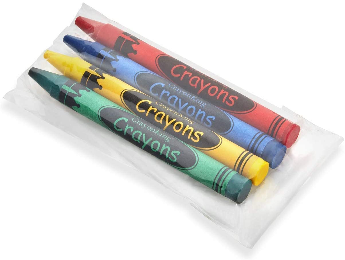 CrayonKing 50 Sets of 4-Packs in Cello (200 Total Bulk Crayons) Restaurants Party Favors Birthdays School Teachers & Kids Coloring Non-Toxic