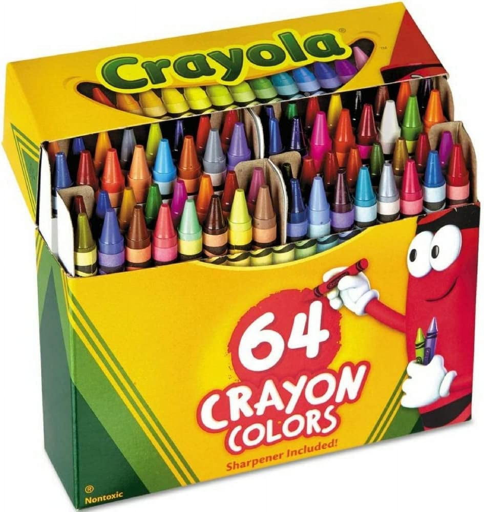 Crayons, 64 Crayons Per Box, Classic Colors, Built In Sharpener