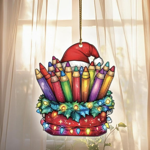 Crayons Acrylic Suncatcher Window Hanging, Crayons Ornaments, Crayons Decor, Crayons Gifts For Women Men, Crayons Box Christmas Ornaments