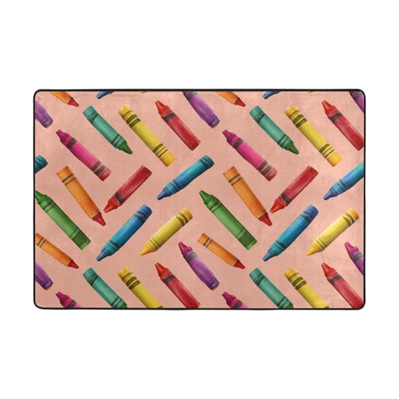 Crayons Colors Pattern Rug 36x24in Memory Foam Absorbent Non Slip Plush for Bathroom Kitchen Entryway