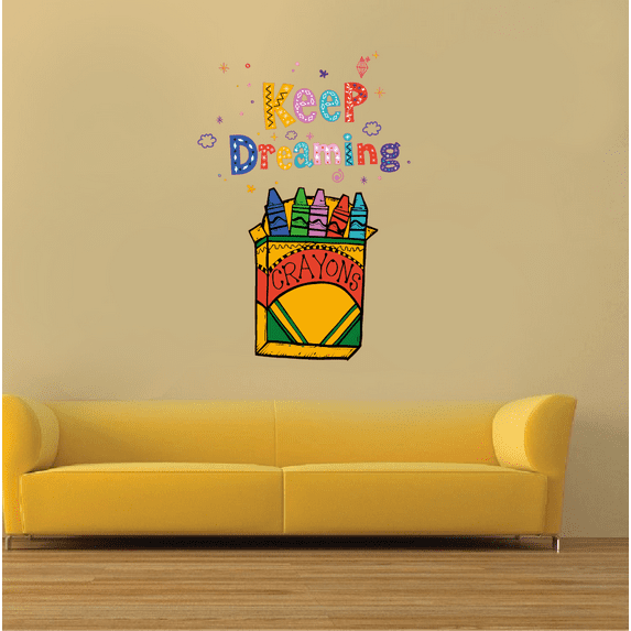 Crayons Keep Dreaming School Teacher Student ABC (or wax pastel) Pigmented Wax Writing or Drawing Chalk Stickers Wall Decal Holiday Gift Decorating Birthday Ideas (20x20 inch)