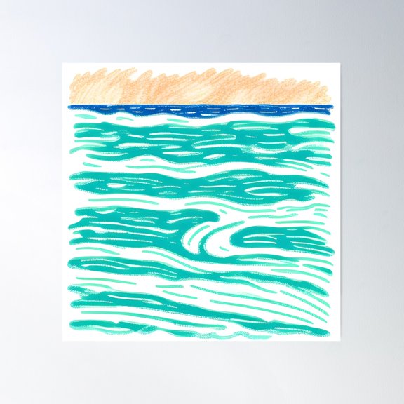 Crayons Ocean View Poster Wall Art, Modern Wall Decor For Living Room Bedroom, 30x30 UNFRAMED