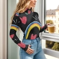 thumbnail image 1 of Crayons and Rainbows Hearts Women's Bodysuit Jumpsuit Mock Turtle Neck Long Sleeve TopsOne Piece Leotards Shirt Yoga Outfits, 1 of 8