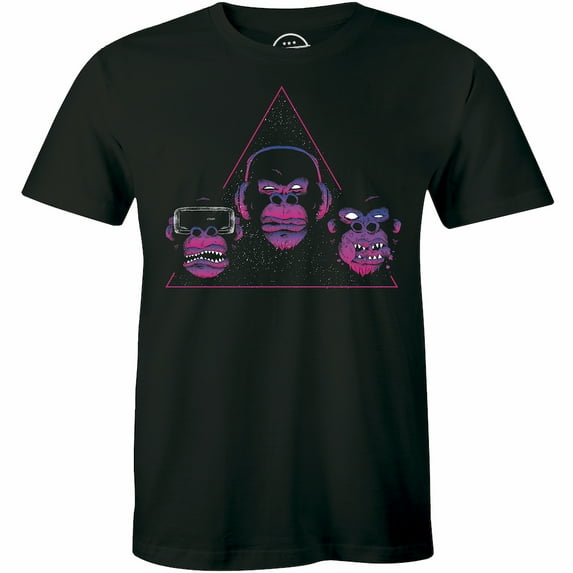 Crazy 3 Chimpanzee Mahatma Gandhi - Pyramid Galaxy Design Men's Gift T-Shirt