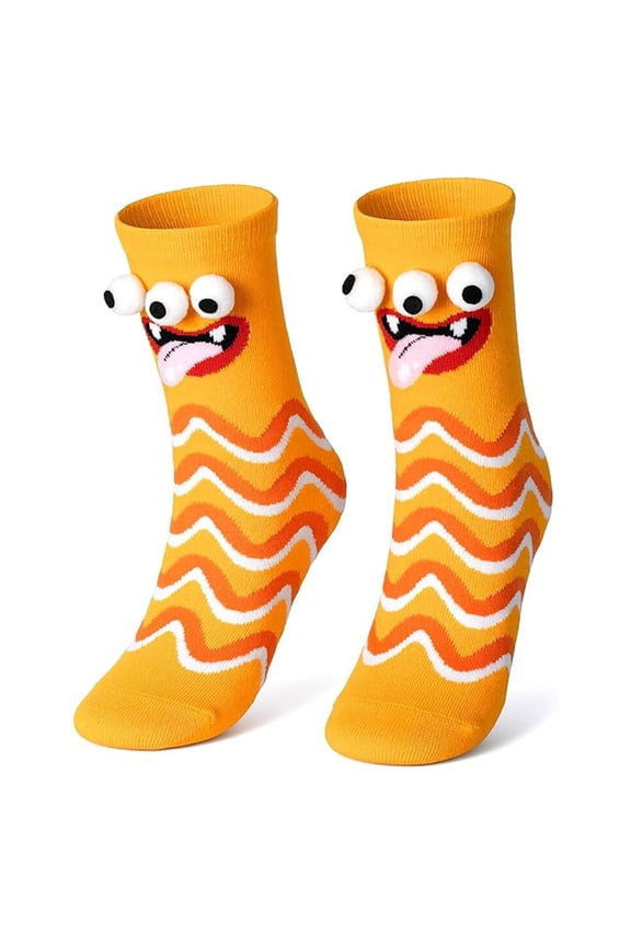 Crazy 3D Eye Novelty Socks for Kids, Silly Wacky Funny Cartoon Socks, Perfect for National Crazy Sock Day and School Spirit (Yellow)
