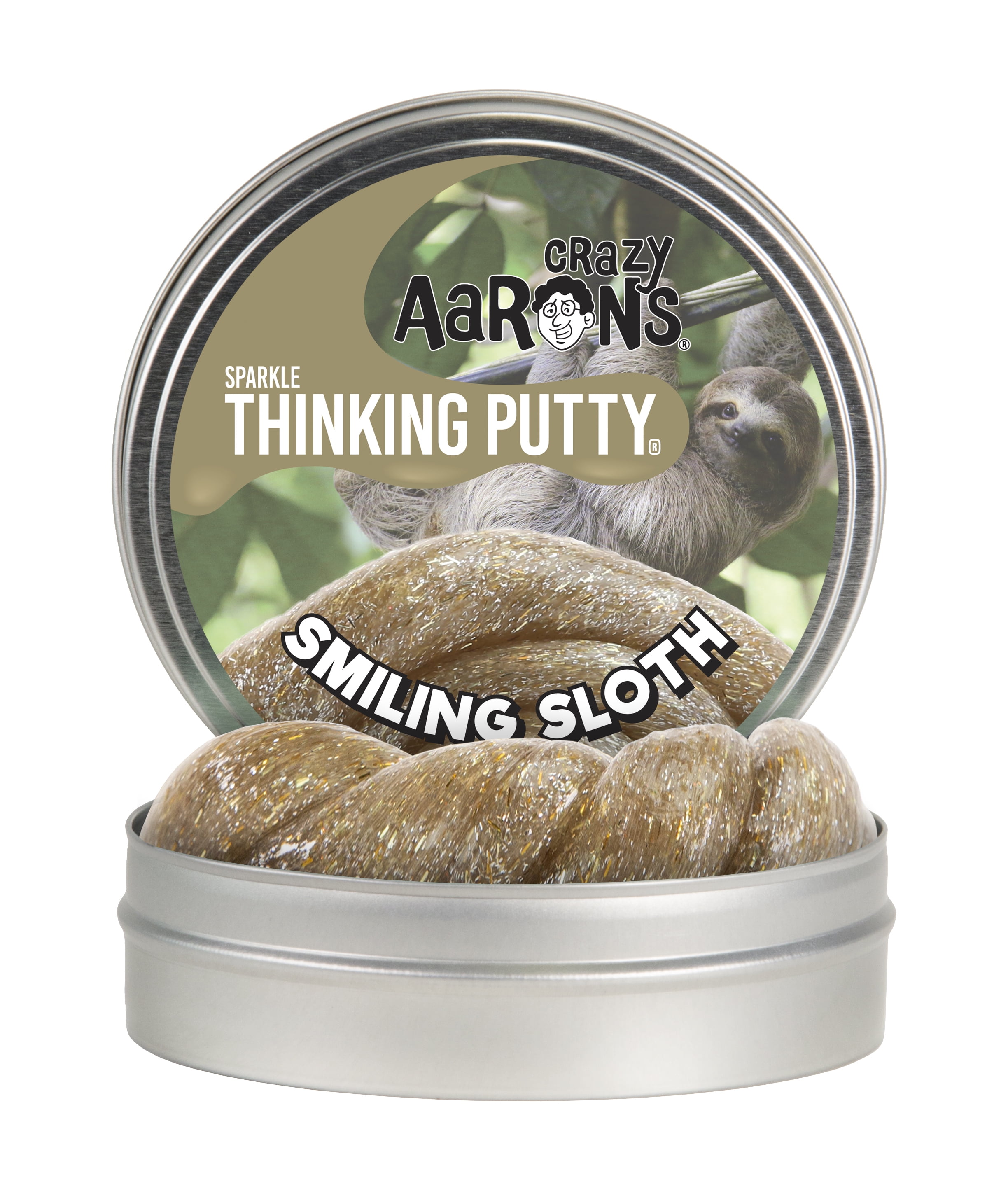 Crazy Aaron's Thinking Putty Full Size 4 Inch Thinking Putty Tin - Smiling Sloth