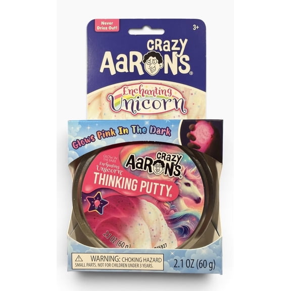 Crazy Aaron's Enchanting Unicorn Thinking Putty, Glows Pink In The Dark, 2.1 oz