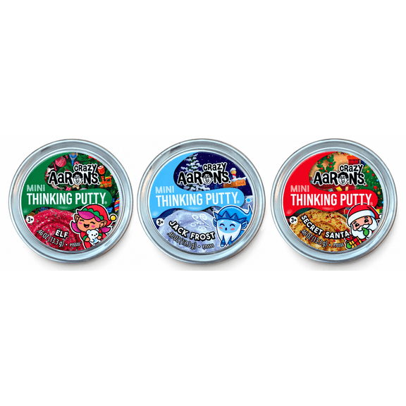 Crazy Aaron's Mini Thinking Putty Elf, Jack Frost, Secret Santa, 3 Pack, .46 oz Each