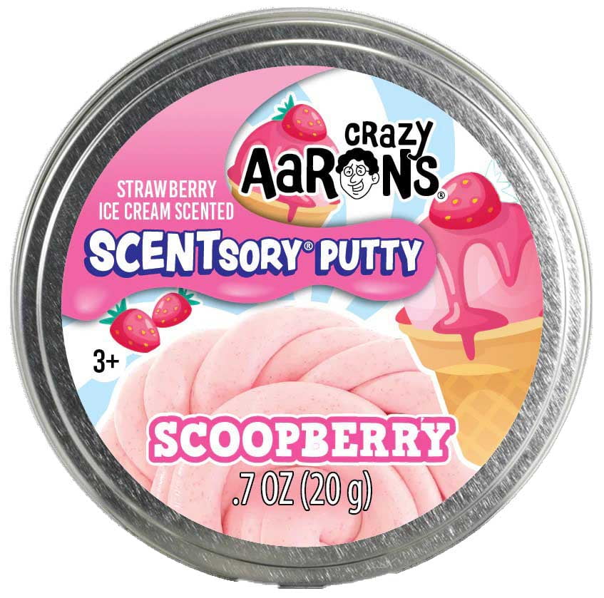 Crazy Aaron's Scentsory Scoopberry Putty/Slime, Strawberry Ice Cream Scented