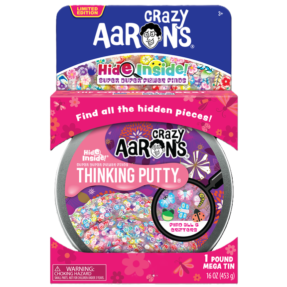 Crazy Aaron’s Super Duper Flower Finds MEGA Thinking Putty, Clear, Ages 3 and Up