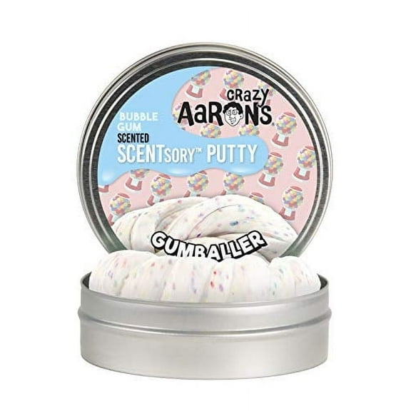 Crazy Aaron's Thinking Putty 2.75" Tin - Bubblegum Scented Putty - SCENTSory Gumballer - Soft Texture, Never Dries Out