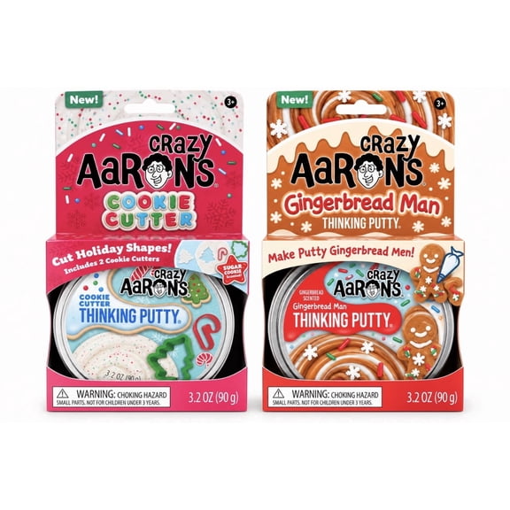 Crazy Aaron's Thinking Putty Christmas Bundle, Gingerbread Man & Cookie Cutter, 2-Pack