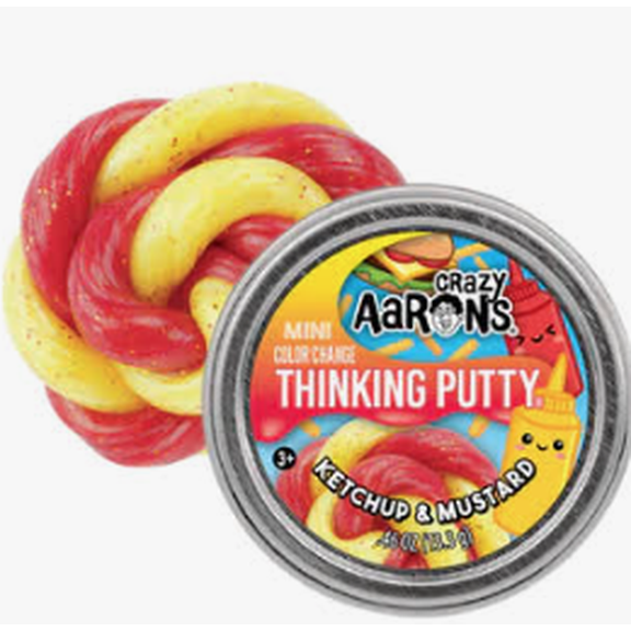 Crazy Aaron's Thinking Putty Mini Tin Ketchup and Mustard Putty 0.46 oz.