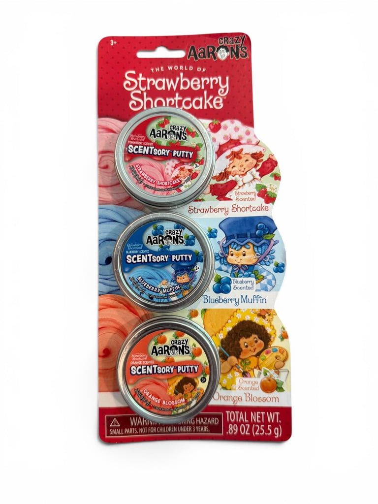 Crazy Aaron's ScentSory Putty Strawberry Shortcake, Orange Blossom and Blueberry Muffin Mini Tins
