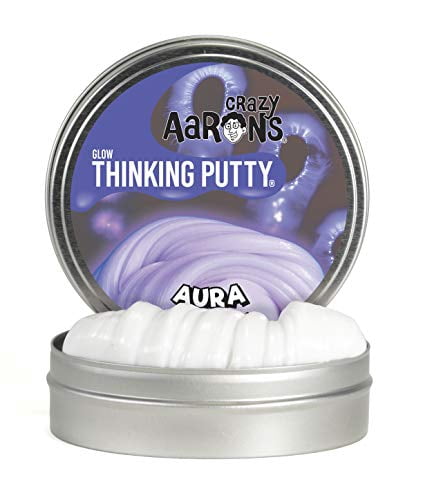 Crazy Aarons Thinking Putty 4 Tin (3.2 oz) - Aura - Glow-in-the-Dark (Purple) - Never Dries Out
