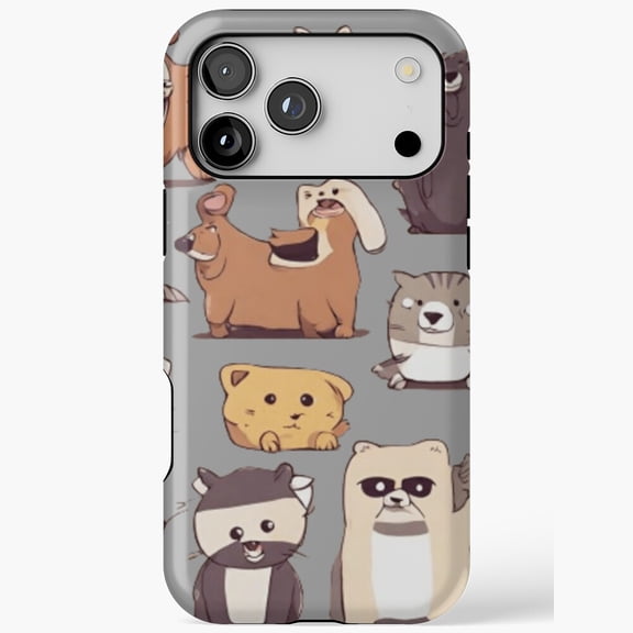 Crazy Animals Wild Fun Cartoon Art iPhone Case 17 16 15 14 13 12 11 Pro Max up to size 5XL