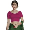 thumbnail image 1 of Crazy Bachat Women's Designer Pink Net Cap Sleeve Stretch Blouse for Saree Crop Top., 1 of 2