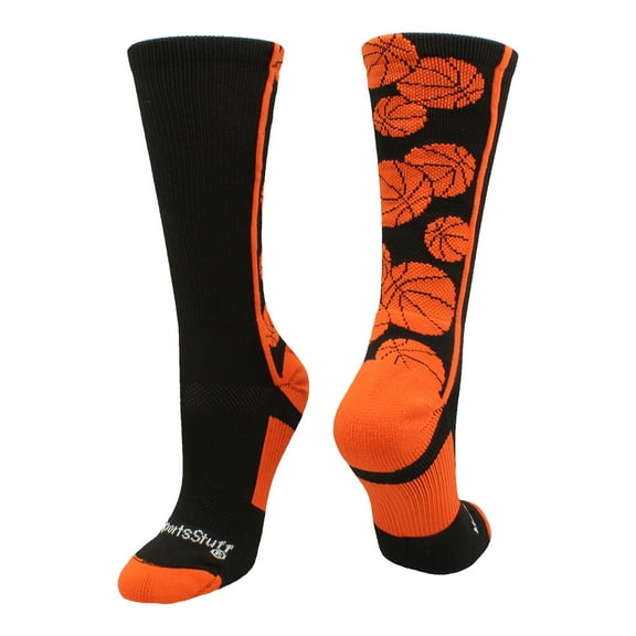 Crazy Basketball Logo Crew Socks (Black/Orange, X-Large)