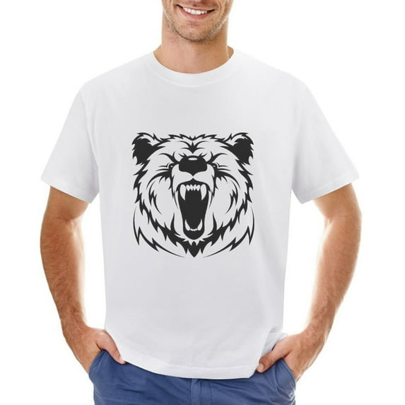 Crazy Bear Men’s Graphic T-shirt Vintage Short Sleeve Sport Tee White 5XL