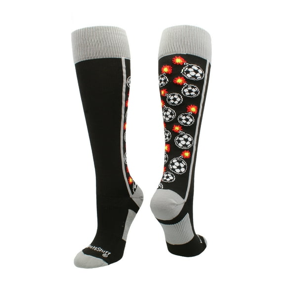 Crazy Bomber Soccer Socks (Black/Grey, Large)