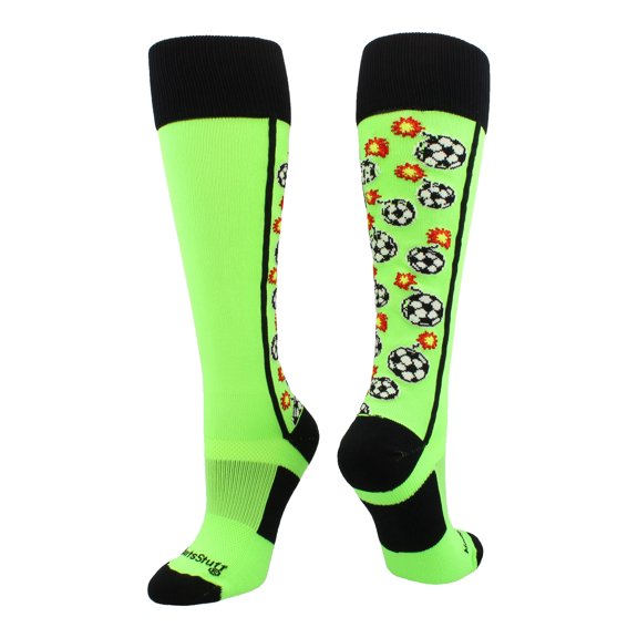 Crazy Bomber Soccer Socks (Neon Green/Black, Medium)