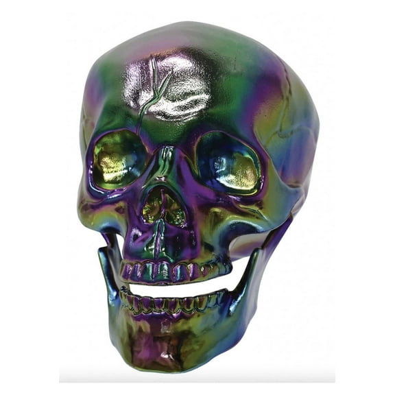 Crazy Bonez Oil Slick Iridescent Finish Skull Metallic Horror Halloween Decor Display