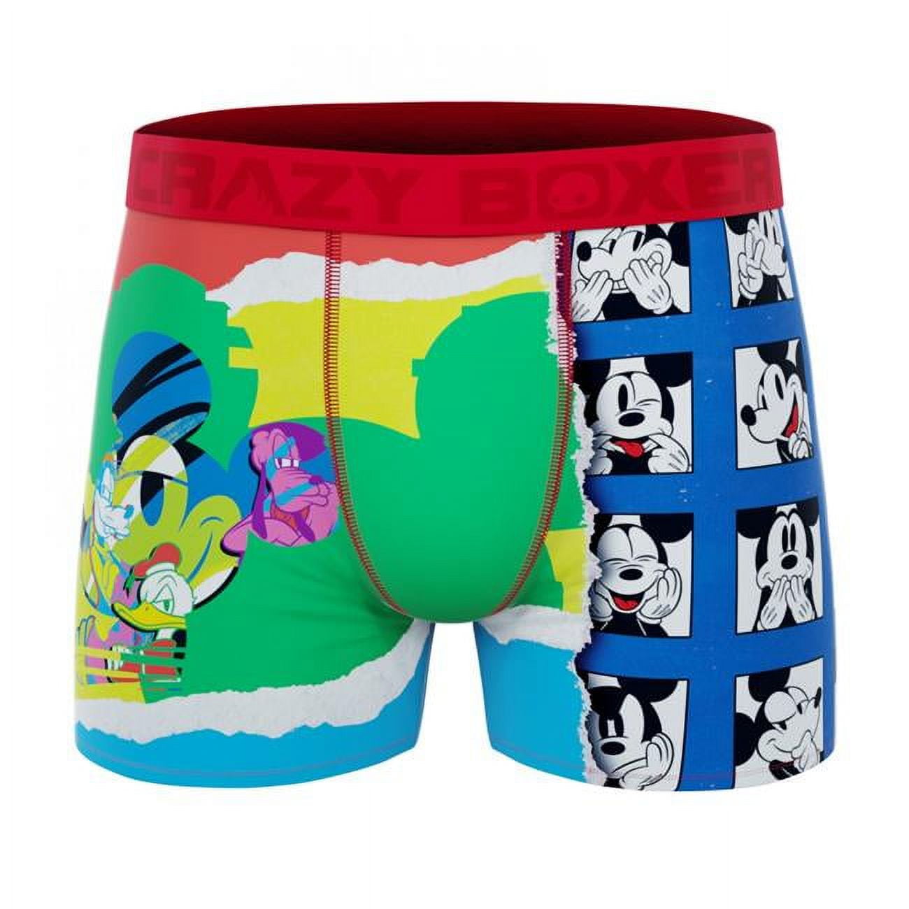 Crazy Boxer Disney Mickey Mouse Paint and Grid Boxer Briefs-Large (36-38)