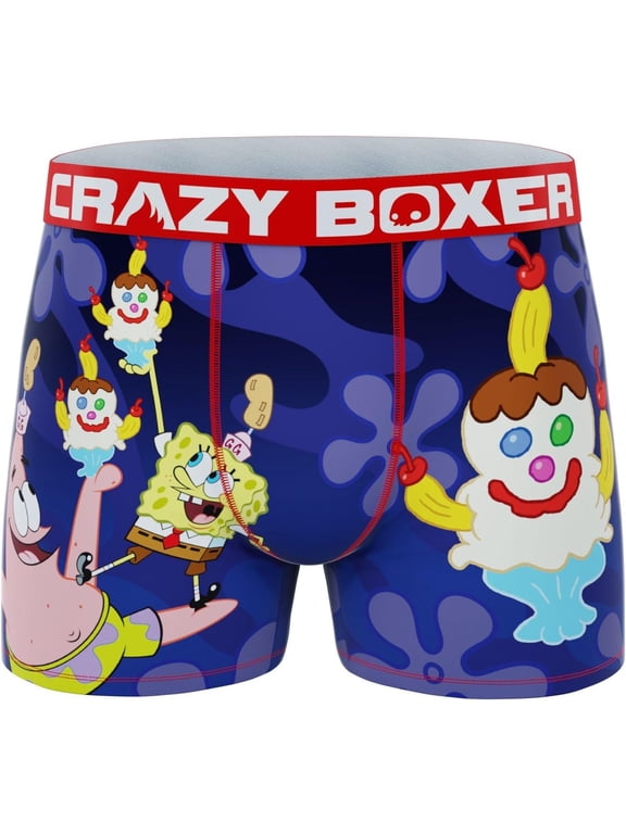 Men's Underwear SpongeBob Face Box Non-slip waistband Soft Boxer Brief Distortion-free (Creative Packaging)