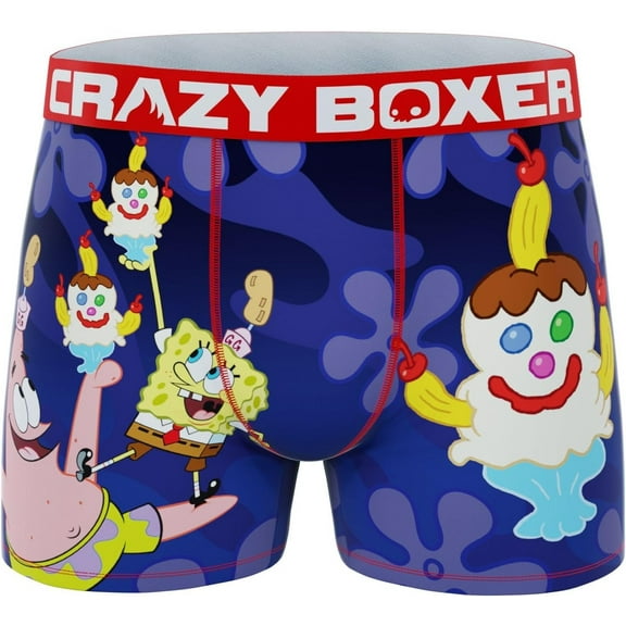 Crazy Boxer SpongeBob Men's Boxer Briefs in Ice Cream Pint Package-Small (28-30)