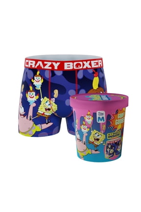 Men's Underwear SpongeBob Face Box Non-slip waistband Soft Boxer Brief Distortion-free (Creative Packaging)