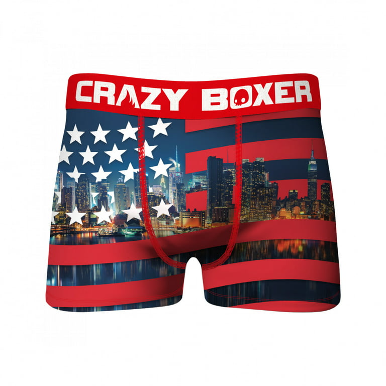 Crazy Boxers American Flag Skyline Boxer Briefs-Large (36-38)