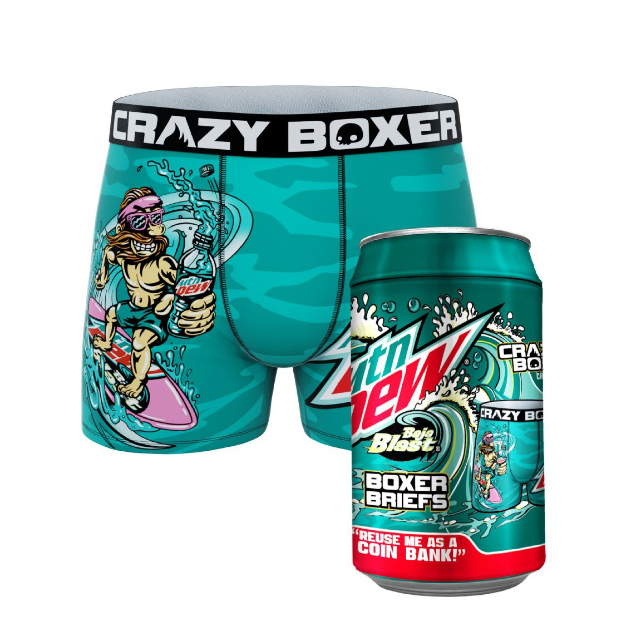 Crazy Boxers Mountain Dew Baja Blast Boxer Briefs in Soda CanXLarge