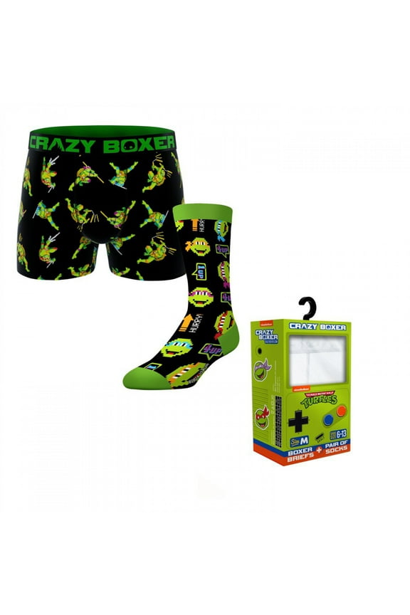 Crazy Boxers Teenage Mutant Ninja Turtles Boxer Briefs and Socks Game Box Set-Large (36-38)