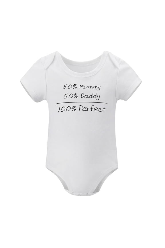 Crazy Bros Tees 50% Mommy, 50% Daddy, 100% Baby Bodysuit Funny Cute Boy Girl Infant Outfit Adorable Romper White-style-1 3months
