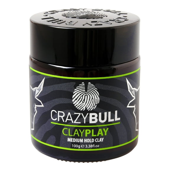 Crazy Bull Hair Clay Play Medium Hold Clay, Hair Clay for Men, 3.38 oz