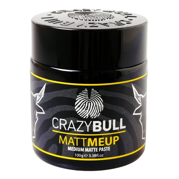 Crazy Bull Hair MattMeUp Medium Matte Paste, Hair Styling Products, 3.38 oz