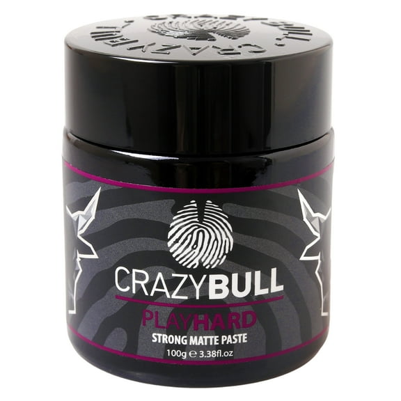 Crazy Bull Hair Play Hard Strong Matte Paste, Hair Cream for Men, 3.38 oz