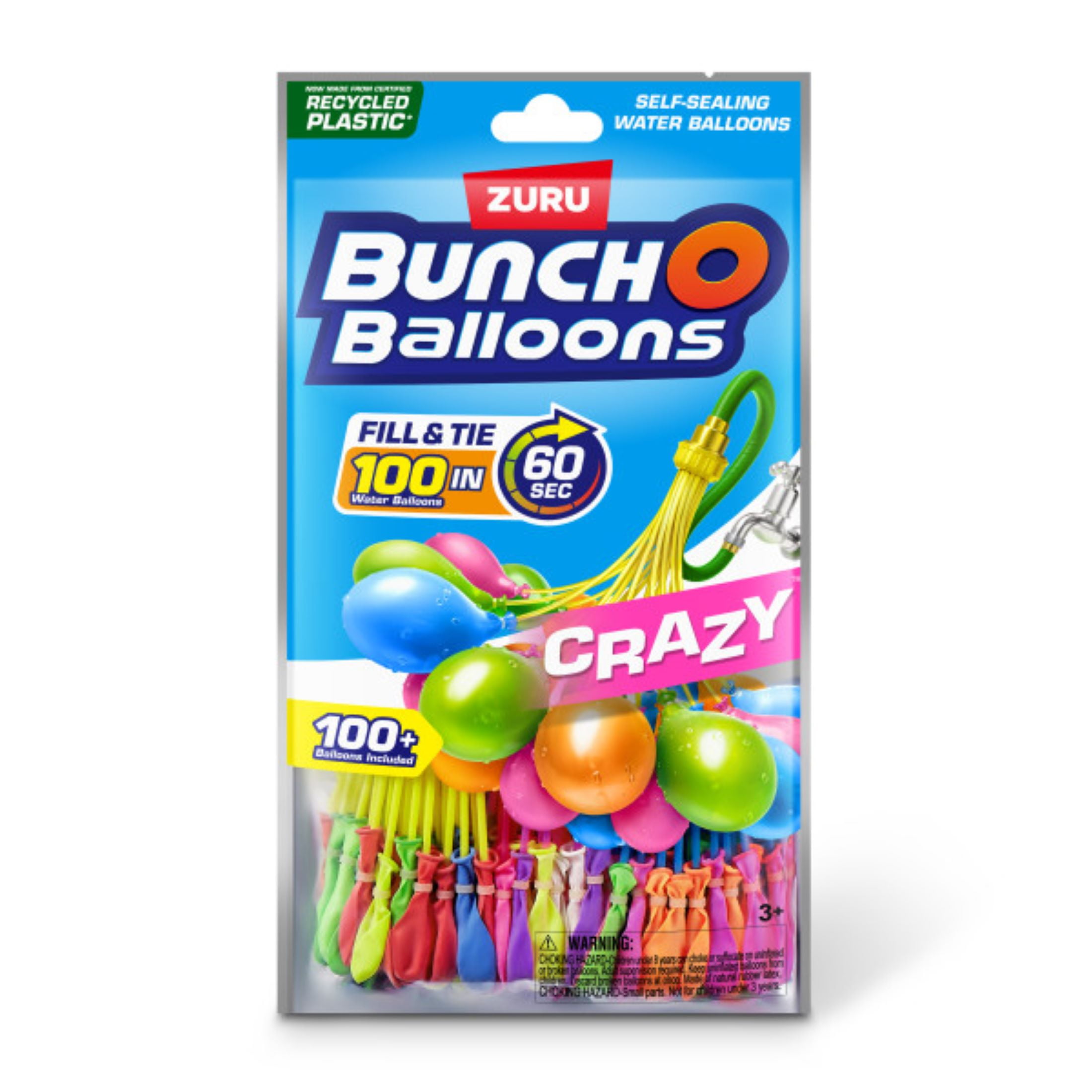 Crazy Bunch O Balloons 100 Rapid-Filling Self-Sealing Water Balloons (3 Pack) by ZURU