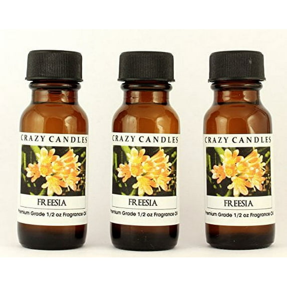 Crazy Candles Freesia (Clean Floral Scent) 3 Bottles 1/2 FL Oz Each (15ml) Premium Grade Scented Fragrance Oil