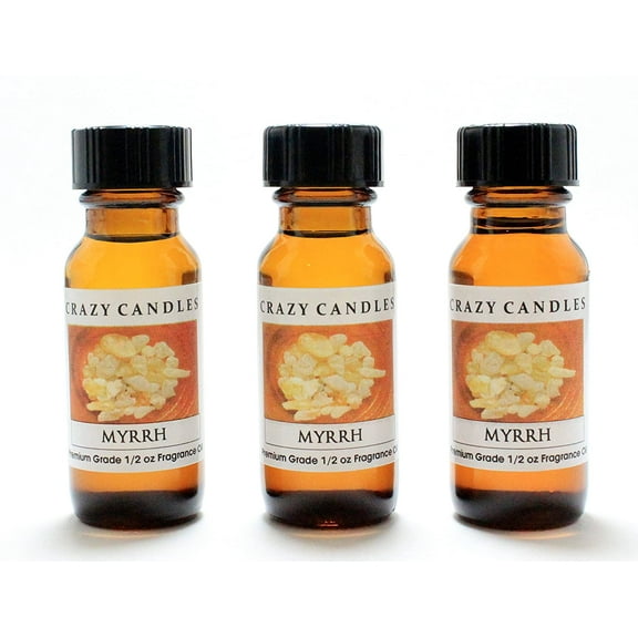 Crazy Candles Myrrh 3 Bottles 1/2 Fl Oz Each (15ml) Premium Grade Scented Fragrance Oil Made in USA