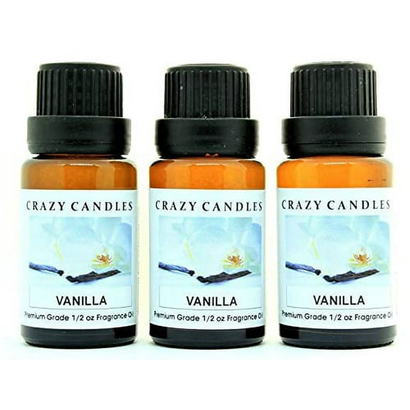 Crazy Candles Vanilla 3 Bottles 1/2 FL Oz Each (15ml) Premium Grade Scented Fragrance Oil