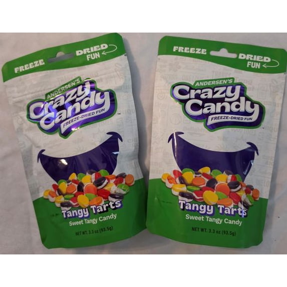 Anderson’s Crazy Candy Freeze Dried Fun Tangy Tarts, Crunchy Airy Texture, 2 Bags