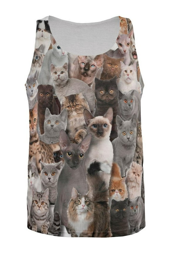 Crazy Cat All Over Adult Tank Top - 2X-Large