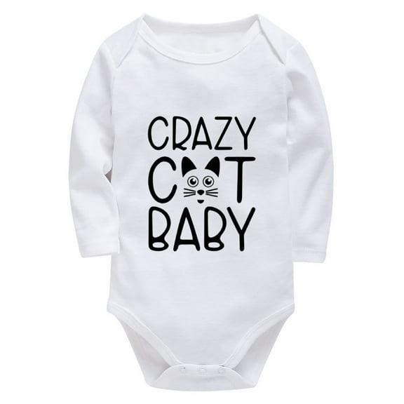 Crazy Cat Baby Baby Romper Long Sleeve Gender Neutral Going Home Outfit Newborn White Boy Outfits