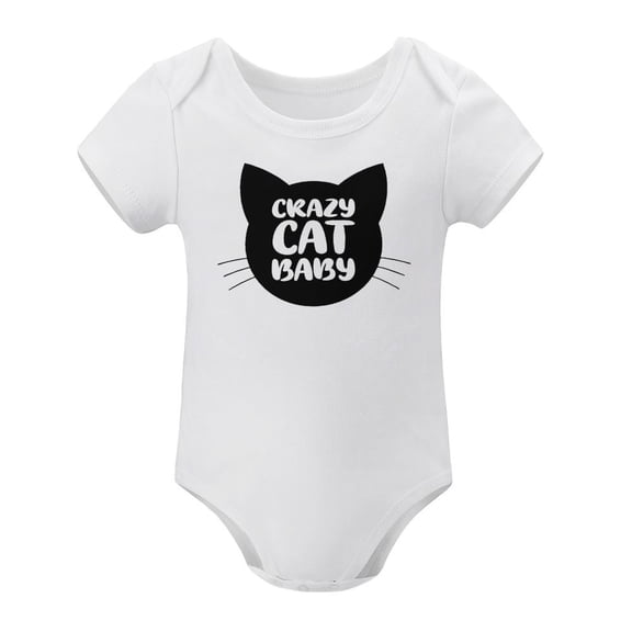 Crazy Cat Baby Bodysuit - Funny Infant Outfit Boy Girl Adorable Unisex Romper Clothing White-style-1 3months