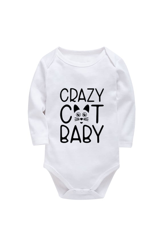 Crazy Cat Baby Infant Onesie Girl Long Sleeve Summer Baby Romper White 6 Month Baby Suit